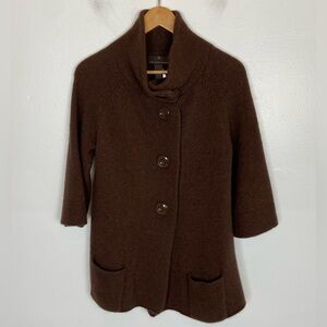 Fenn Wright Manson Wool Angora‎ Rabbit Hair Blend Cardigan Sweater Size L Brown